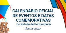 banner com sombrinha de frevo ao lado e o texto Calendário Cultural de Pernambuco acesse agora