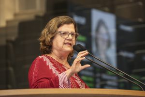 Foto da deputada Teresa Leitão falando na tribuna.