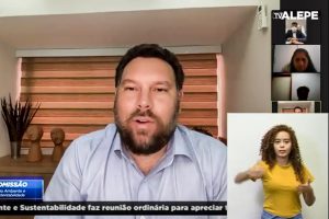 Foto do deputado em reunião remota da comissão