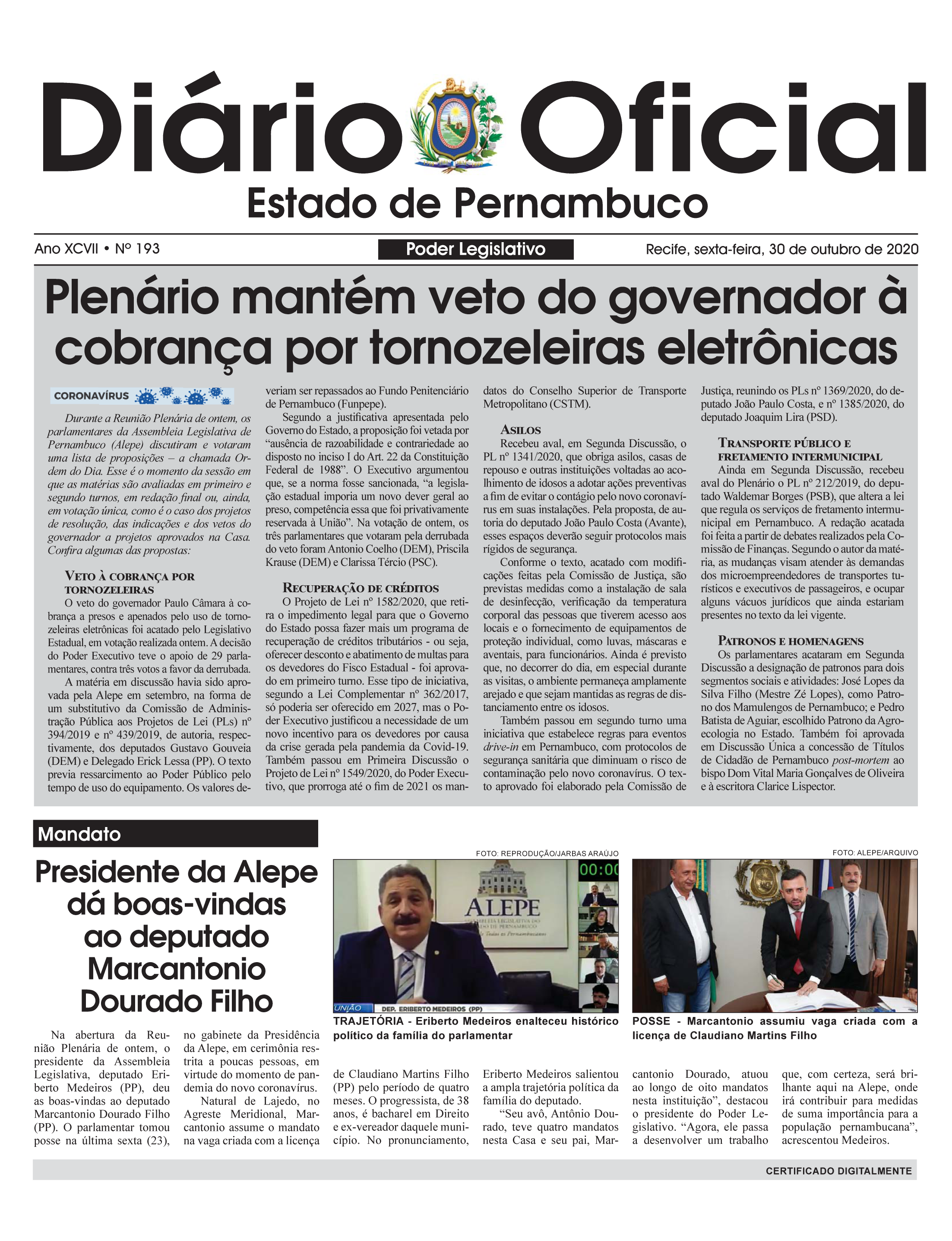 Diário Oficial da Assembleia Legislativa do Estado de Pernambuco