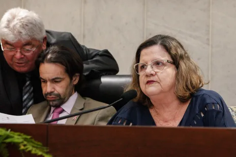 APOIO - Deputada Teresa Leitão disse que Alepe deve participar das mobilizações contra a privatização de Serpro e Dataprev. “E vamos pedir que o assunto seja levado ao Consórcio Nordeste”, complementou. Foto: Evane Manço
